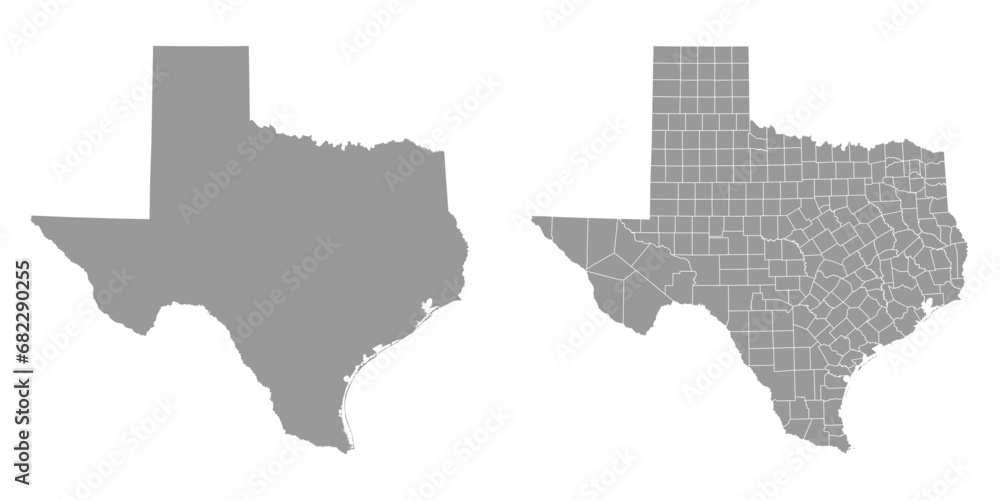 Texas state gray maps. Vector illustration.