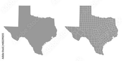 Texas state gray maps. Vector illustration. photo