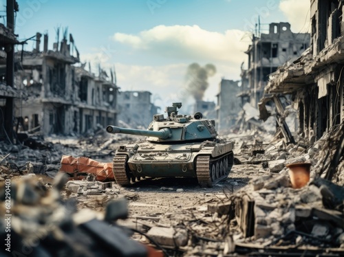 Tank in the Ruins of a Shattered City
