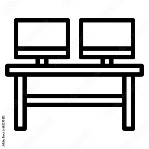 Dual Monitors Line Icon