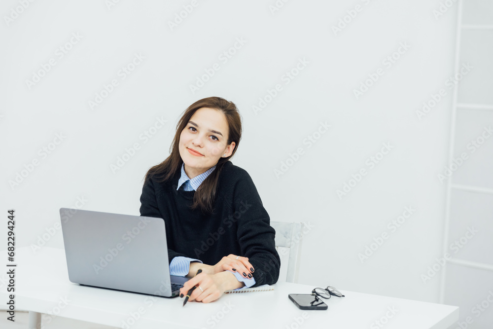 Young busy business woman manager, lawyer or company employee holding accounting bookkeeping documents Young busy business woman manager, lawyer or company employee holding accounting bookkeeping documents