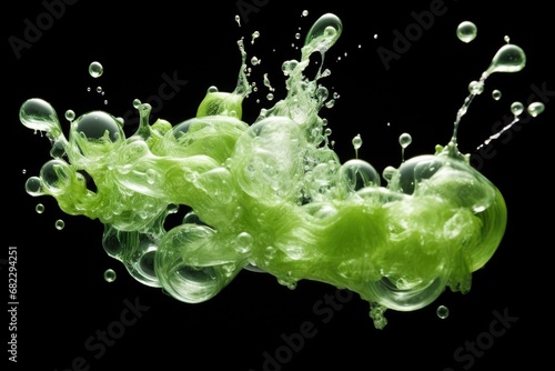 green bubble gum bubble bursting, captured in high-speed sequence