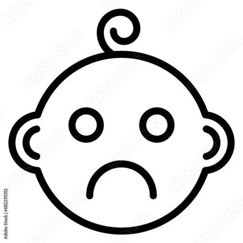Angry Baby Line Icon