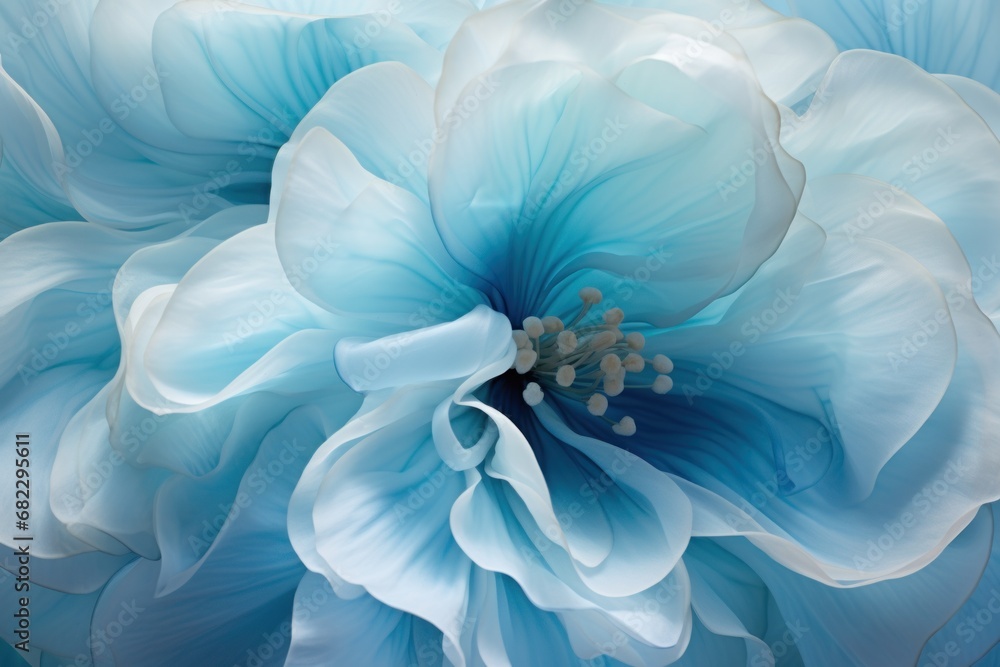  a close up of a blue flower with white flowers in the middle of the petals and the center of the flower in the middle of the center of the flower.
