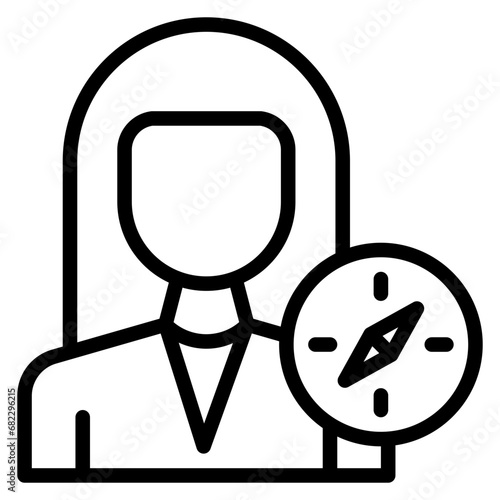 Antiquarian Woman Line Icon