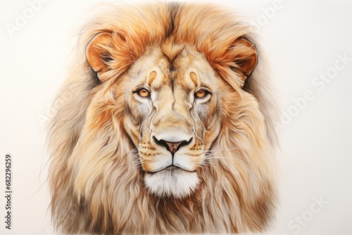  a close up of a lion s face on a white background with a white wall in the background and a white wall with a white wall in the background.