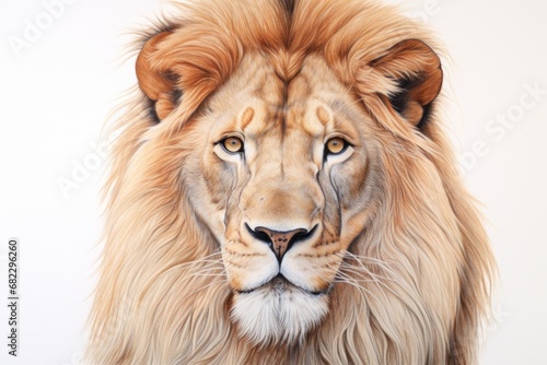  a close up of a lion s face on a white background with a blurry image of a lion s face in the middle of the image and the middle of the image.