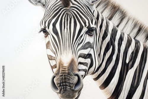  a close up of a zebra s face with a light in the middle of the zebra s face and a light in the back of the zebra s head.
