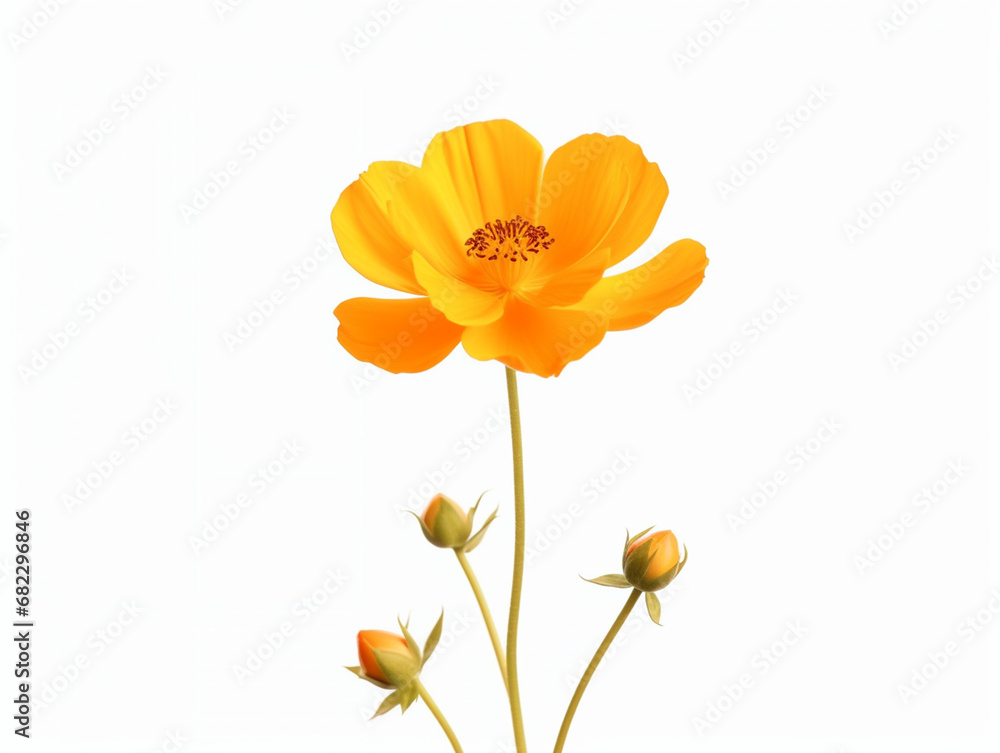 yellow flower isolated on white background, in the style of orange created with Generative Ai yellow flower isolated on white background, in the style of orange created with Generative Ai
