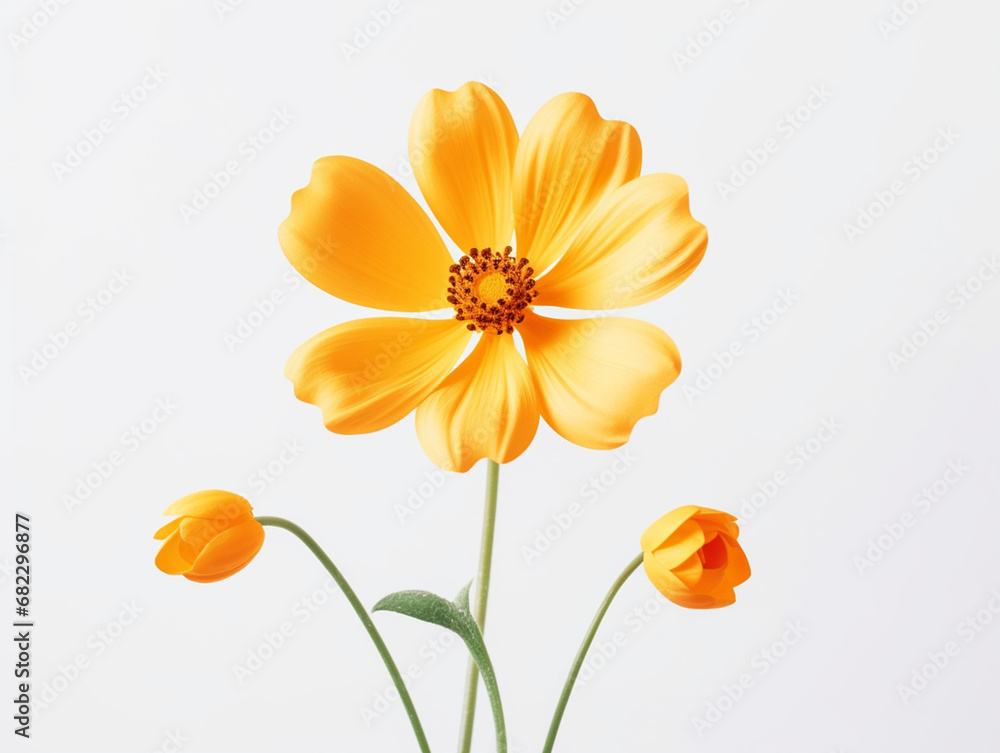 yellow flower isolated on white background, in the style of orange created with Generative Ai
