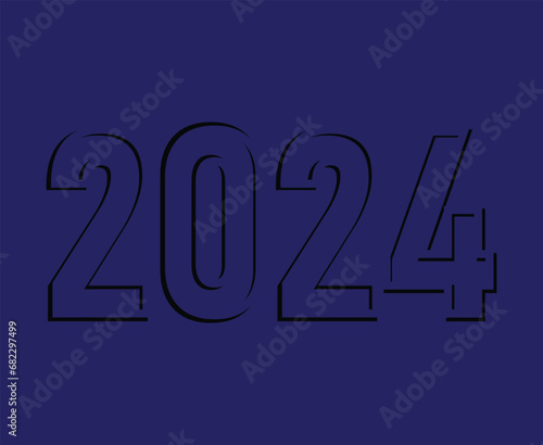 2024 Happy New Year Abstract Blue Graphic Design Vector Logo Symbol Illustration