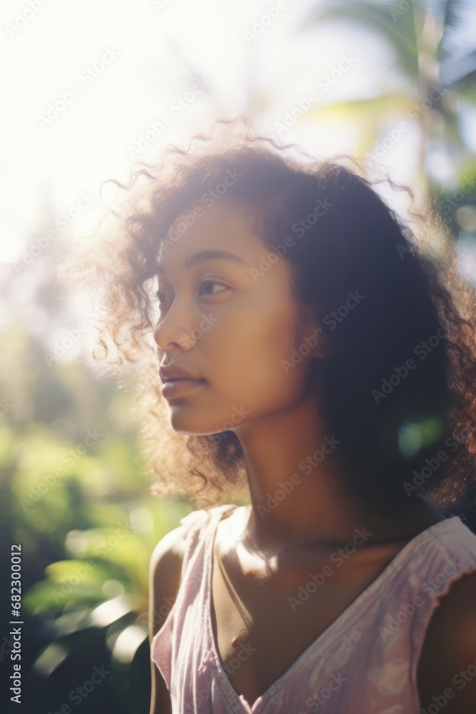 Ethereal portrait of a young woman with soft sunlight filtering through the trees, creating a dreamlike mood Ethereal portrait of a young woman with soft sunlight filtering through the trees, creating a dreamlike mood
