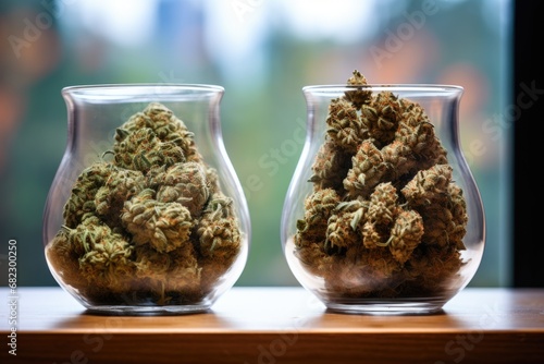 detailed comparison of sativa and indica buds under natural light