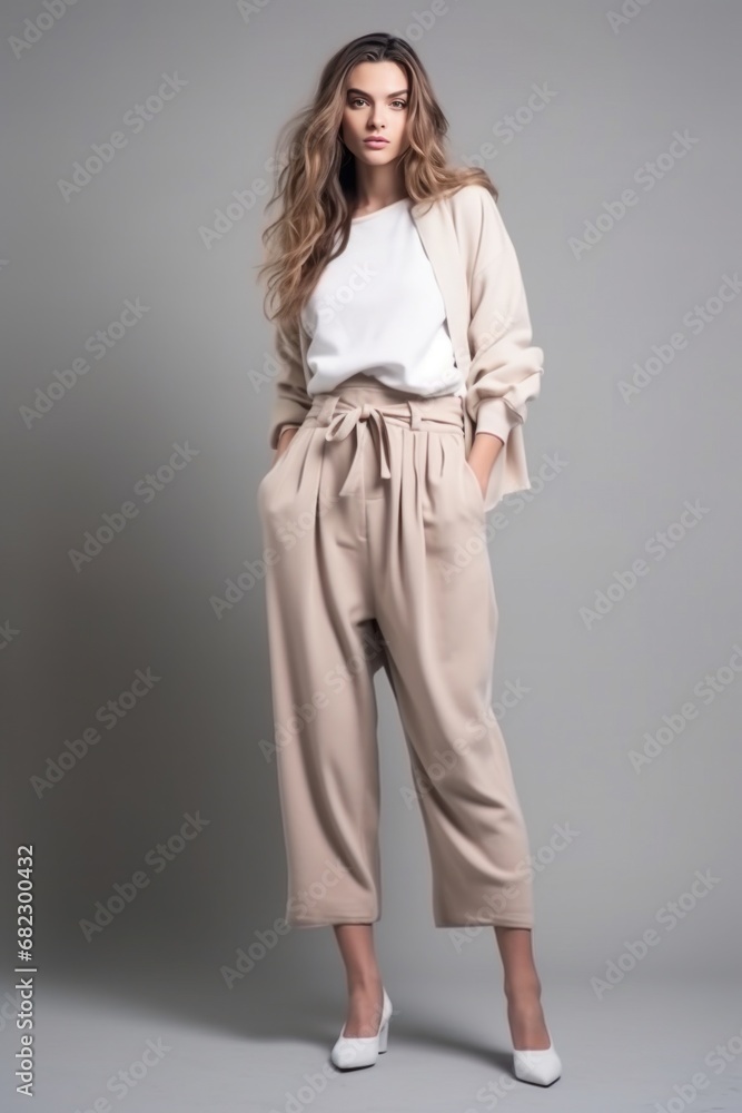 beautiful model woman in fashion beige wear beautiful model woman in fashion beige wear