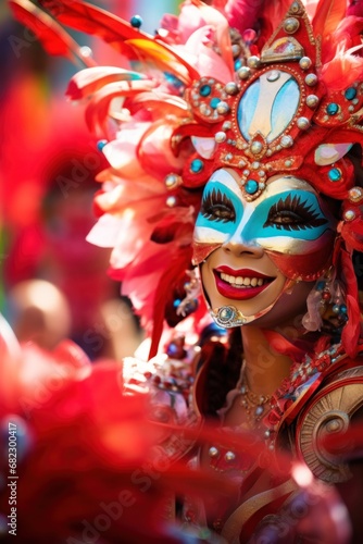 A lively carnival parade provides a festive and celebratory background © ArtCookStudio