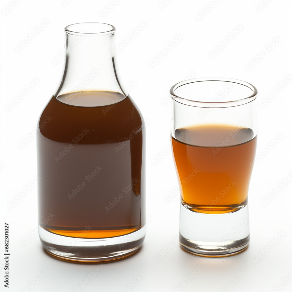 roduct photo of brown syrup bottle, on white background created with Generative Ai roduct photo of brown syrup bottle, on white background created with Generative Ai