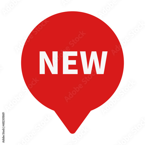 New In Red Circle Shape For Promotion Business Marketing Information
