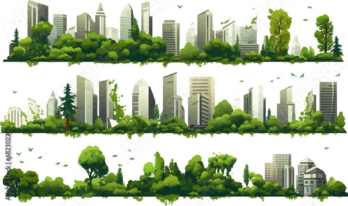 city vegetation set isolated vector style with transparent background illustration photo
