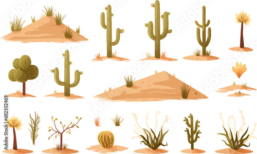 desert vegetation set isolated vector style with transparent background illustration photo