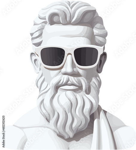 Greek statue in sunglasses isolated vector style with transparent background illustration