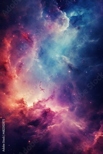 cosmos, abstract background features a colorful and dreamy depiction of a galaxy nebula