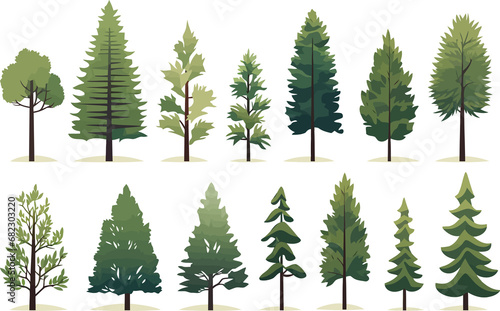 forest trees set isolated vector style with transparent background illustration © Zaharia Levy