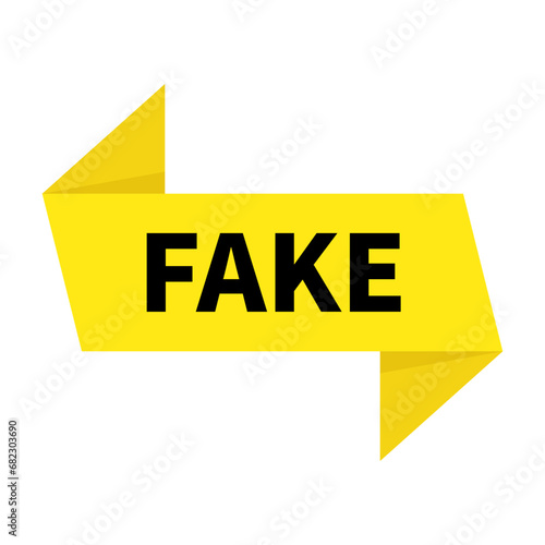 Fake In Yellow Ribbon Parallelogram Rectangle Shape For Sign Information Announcement
