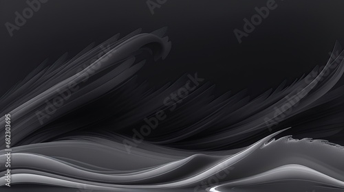 Abstract black grey smooth blurred waves background
