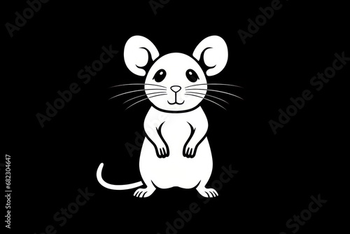  a white rat sitting on its hind legs on a black background with a white outline of a rat on it's back legs and a black background with a white outline of a.