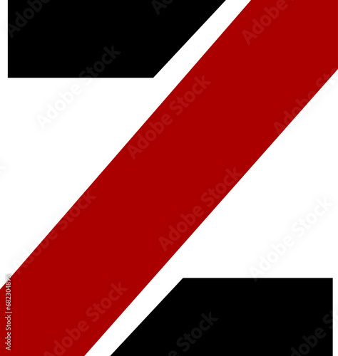 red and black letter Z , Alphabet design vector illustration.