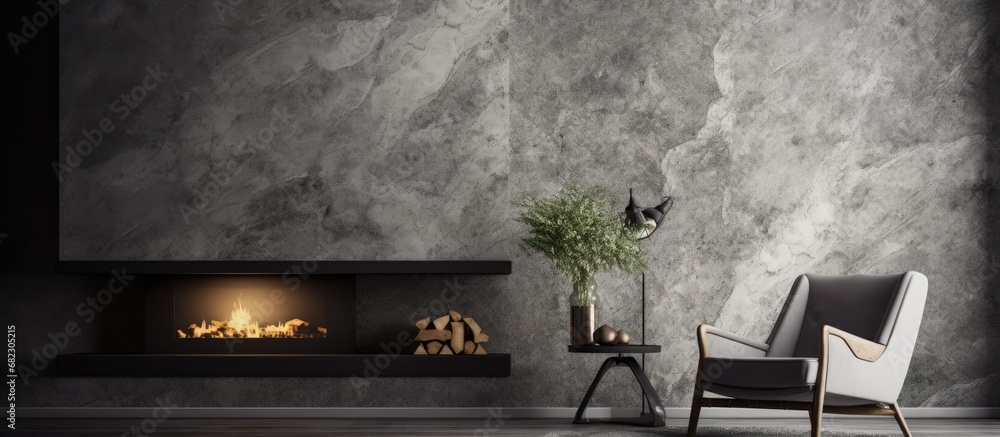 In an abstract and vintage interior design, the textured white wall ...