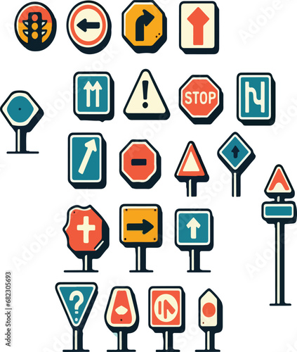 set of icons for traffic 