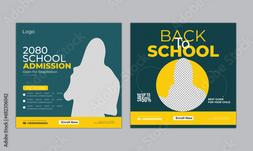 Back to school admission promotion social media post design banner layout