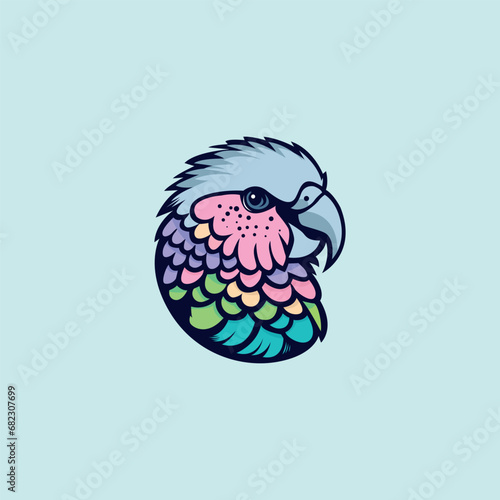 parrot in color. Tropical bird. Vector illustration. Logo, emblem, icon, sign