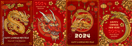 New year dragon set stickers