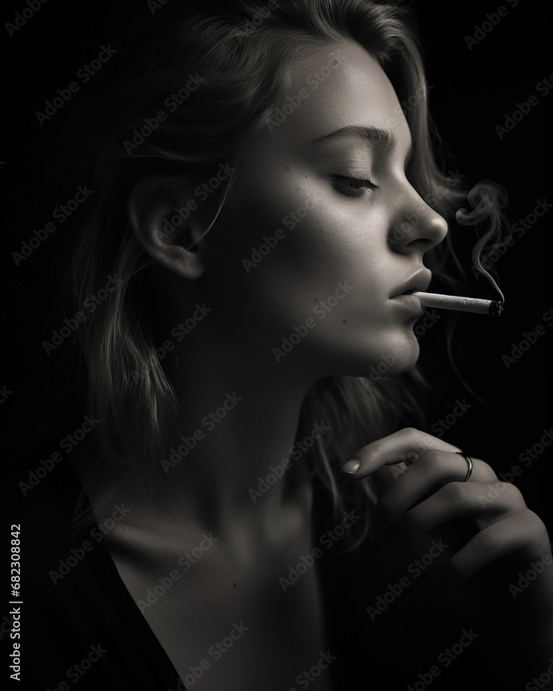 Obraz premium Woman smoking in room