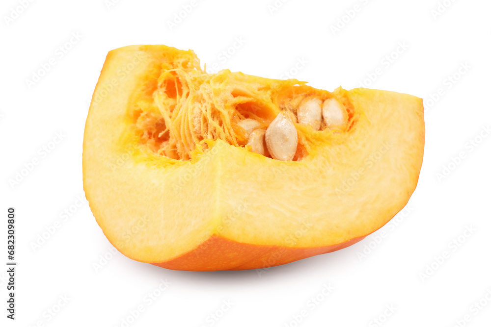 Piece of fresh ripe pumpkin isolated on white