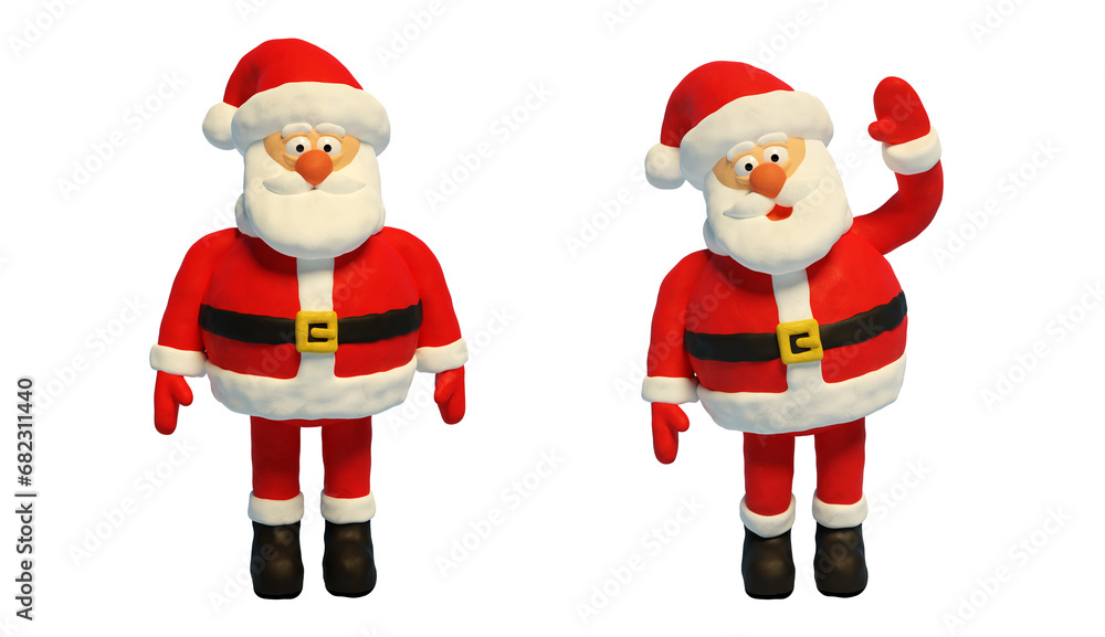Santa Claus waving his hand. Plasticine Santa cartoon style. Isolated 3d illustration. Santa Claus waving his hand. Plasticine Santa cartoon style. Isolated 3d illustration.