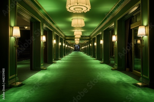 Vibrant Green carpet lights. Floor texture. Generate Ai