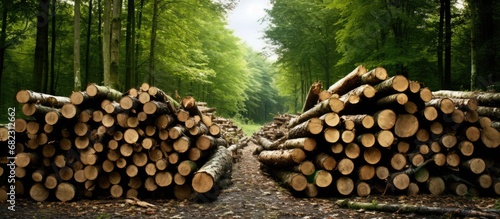 The industry relies on natures renewable energy, as it harvests timber from the meadows hardwood trees, storing firewood made of beech and ash logs for heating, ensuring a solid and sustainable source photo
