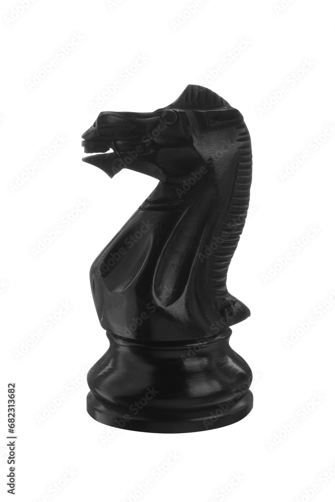Black wooden chess knight isolated on white Black wooden chess knight isolated on white