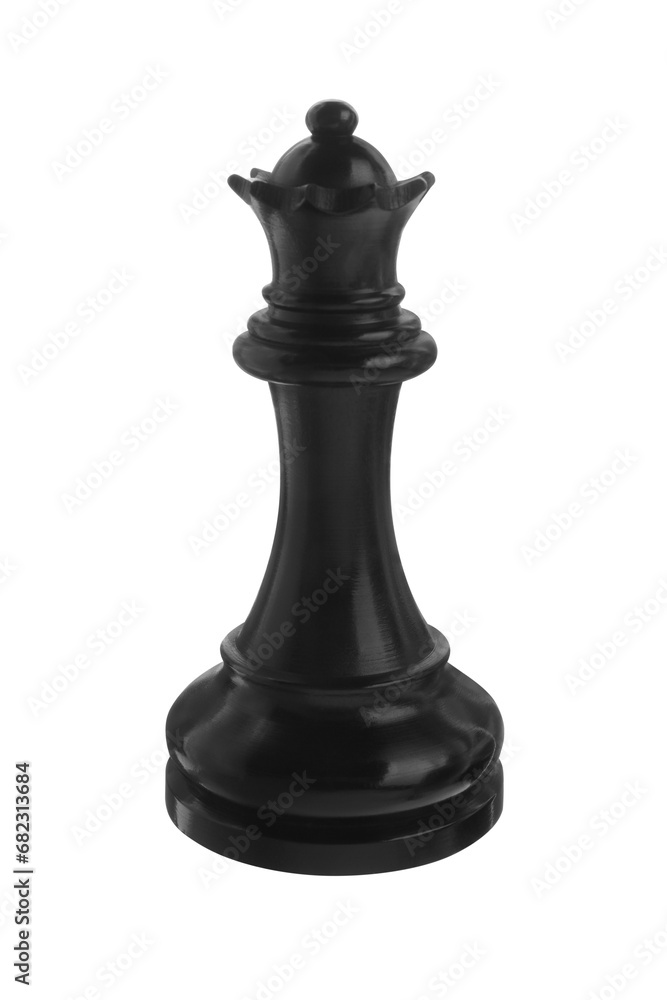 Black wooden chess queen isolated on white