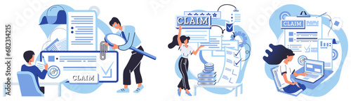 Claim application vector illustration. A complete checklist is sign well-prepared application Financial forms often require thorough understanding Checking agree box indicates your consent Carefully
