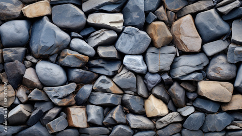 River rock pebbles, meticulously smoothed by nature's, Backdrop showcasing the inherent elegance, stone wall, Sea stones background