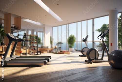A well-organized home gym with various exercise equipment, promoting convenient access to fitness routines. Concept of personalized workout spaces. Generative Ai.