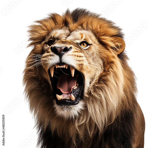 Portrait of lion roar isolated on a white background