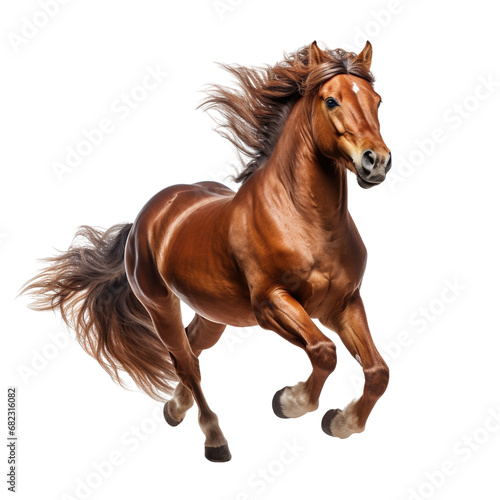 Horse running isolated on white background