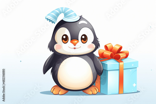 cartoon character of a penguin cute holding gift box © Yoshimura