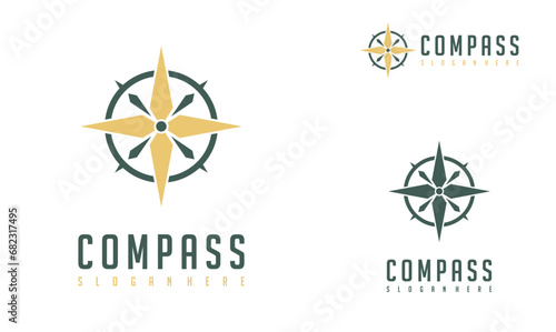 Compass logo vector modern navigation symbol. Compass illustration icon simple design.