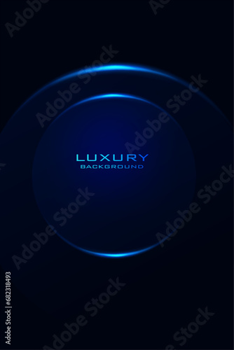 glowing round blue color light lines creative and modern dark digtal geometric luxury background,use for cover design and business card. 